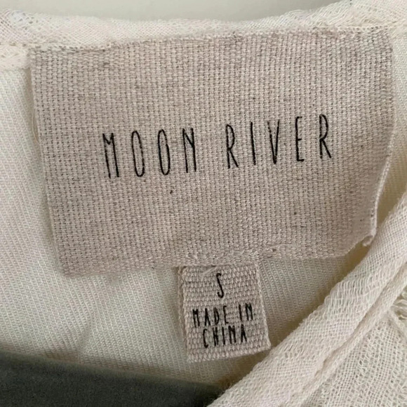 Moon River, Sleeveless Boho Ruffle Hem Cotton Dress, Ivory, White - Picture 5 of 6